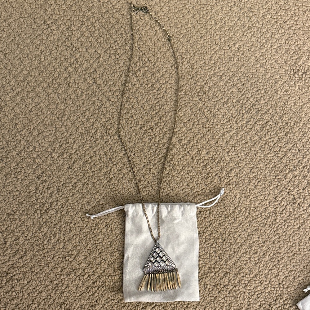 J. Crew Silver and Gold Geometric Necklace